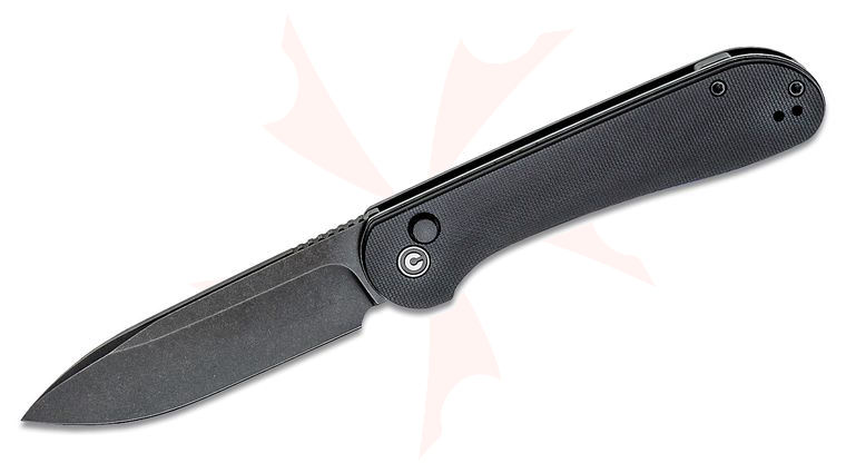 CIVIVI Knives C2103A Button Lock Elementum Folding Knife 3.47 inch Sandvik 14C28N Black Stonewashed Blade, Black G10 Handles