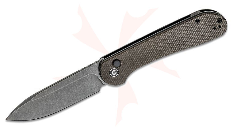 CIVIVI Knives C2103C Button Lock Elementum Folding Knife 3.47 inch Sandvik 14C28N Stonewashed Blade, Dark Green Micarta Handles