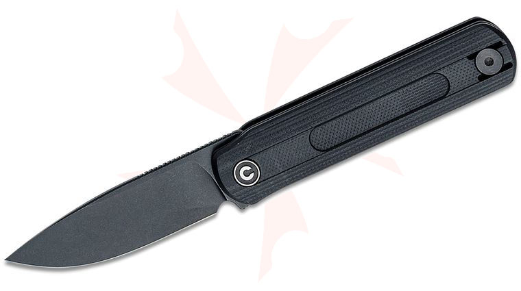 CIVIVI Knives Ostap Hel Foldis Double Detent Slipjoint Front Flipper Knife 2.67 inch Nitro-V Black Stonewashed Drop Point Blade, Black G10 Handles