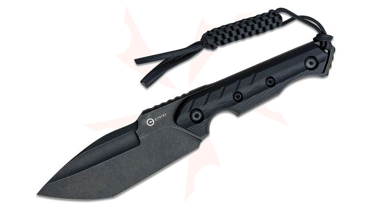 CIVIVI Knives Maciej Torbe Maxwell Fixed Blade Knife 4.74 inch D2 Black Stonewashed Spear Point Tanto, Black G10 Handles, Kydex Sheath