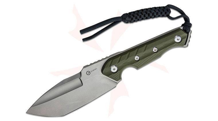 CIVIVI Knives Maciej Torbe Maxwell Fixed Blade Knife 4.74 inch D2 Stonewashed Spear Point Tanto, OD Green G10 Handles, Kydex Sheath