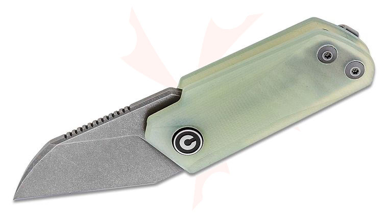 CIVIVI Knives C2108A Ostap Hel Ki-V Double Detent Slipjoint Front Flipper Knife 1.55 inch Stonewashed Wharncliffe Blade, Translucent Green (Jade) G10 Handles
