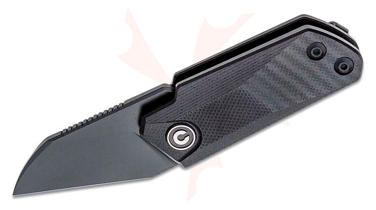 CIVIVI Knives C2108B Ostap Hel Ki-V Double Detent Slipjoint Front Flipper Knife 1.55 inch Black Stonewashed Wharncliffe Blade, Black G10 Handles