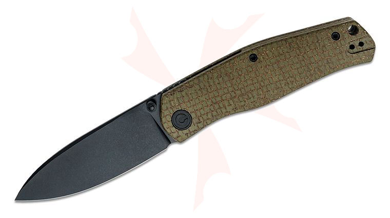 CIVIVI Knives Ray Laconico Sokoke Front Flipper Knife 3.35 inch 14C28N Black Stonewashed Drop Point Blade, Green Burlap Micarta Handles