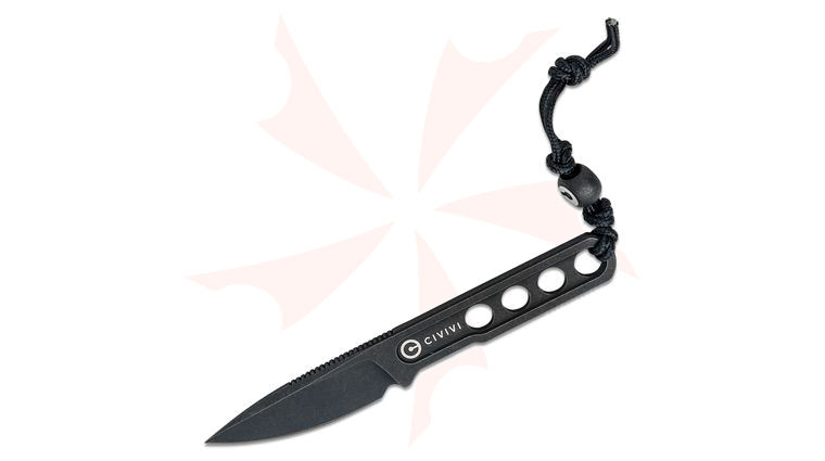 CIVIVI Knives Ostap Hel Circulus Pocket Fixed Blade Knife 1.96 inch 10Cr15CoMoV Black Stonewashed Blade and Skeletonized Handle, Kydex Sheath