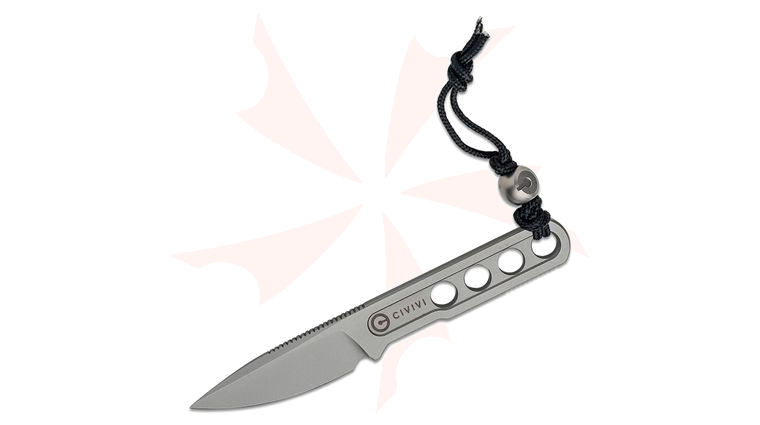 CIVIVI Knives Ostap Hel Circulus Pocket Fixed Blade Knife 1.96 inch 10Cr15CoMoV Stonewashed Blade and Skeletonized Handle, Kydex Sheath