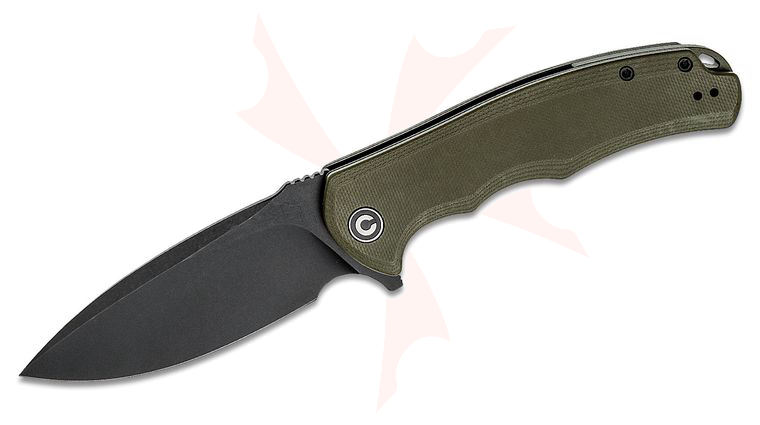 CIVIVI Knives C803F Praxis Flipper Knife 3.75 inch 9Cr18MoV Black Stonewashed Drop Point Blade, OD Green G10 Handles