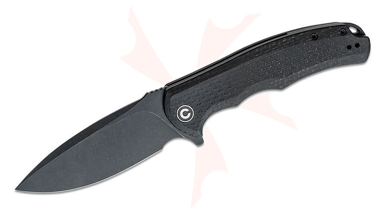 CIVIVI Knives C803G Praxis Flipper Knife 3.75 inch 9Cr18MoV Black Stonewashed Drop Point Blade, Coarse Black Micarta Handles