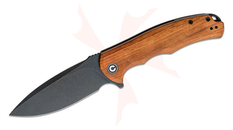 CIVIVI Knives C803H Praxis Flipper Knife 3.75 inch 9Cr18MoV Black Stonewashed Drop Point Blade, Cuibourtia Wood Handles