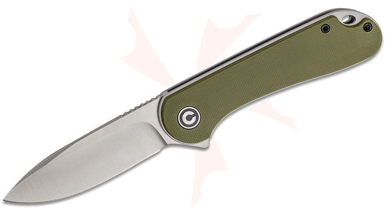 CIVIVI Knives C907E Elementum Flipper Knife 2.96 inch D2 Satin Blade, OD Green G10 Handles