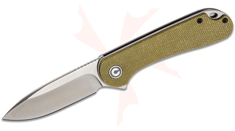 CIVIVI Knives C907S Elementum Flipper Knife 2.96 inch D2 Satin Blade, Olive Micarta Handles