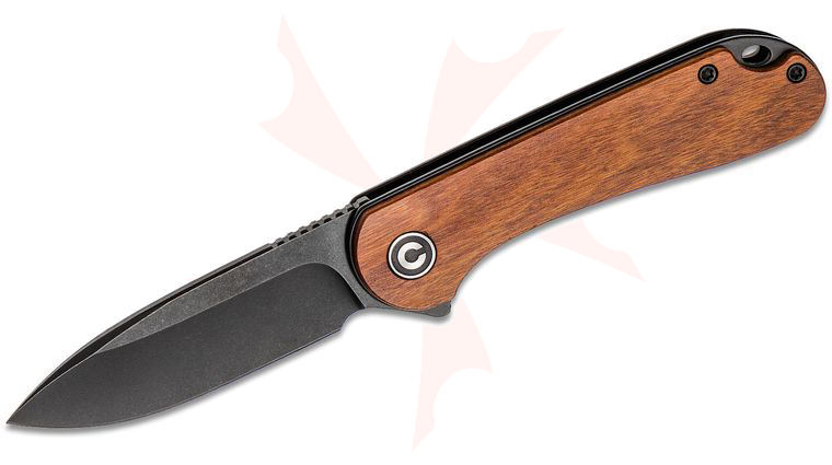 CIVIVI Knives C907U Elementum Flipper Knife 2.96 inch D2 Black Stonewashed Blade, Guibourtia Wood Handles