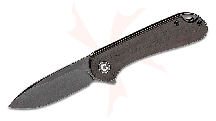 CIVIVI Knives C907W Elementum Flipper Knife 2.96 inch D2 Black Stonewashed Blade, Black Ebony Wood Handles