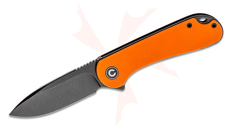 CIVIVI Knives C907Y Elementum Flipper Knife 2.96 inch D2 Black Stonewashed Blade, Orange G10 Handles