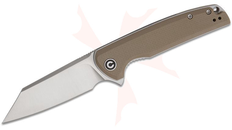 CIVIVI Knives C909B Brigand Flipper Knife 3.46 inch D2 Satin Blade, Textured Tan G10 Handles
