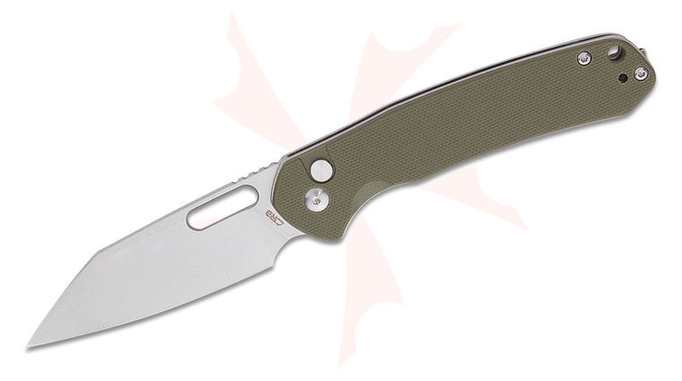 CJRB Cutlery Pyrite-Alt Folding Knife 3.11 inch AR-RPM9 Stonewashed Wharncliffe Blade, OD Green G10 Handles