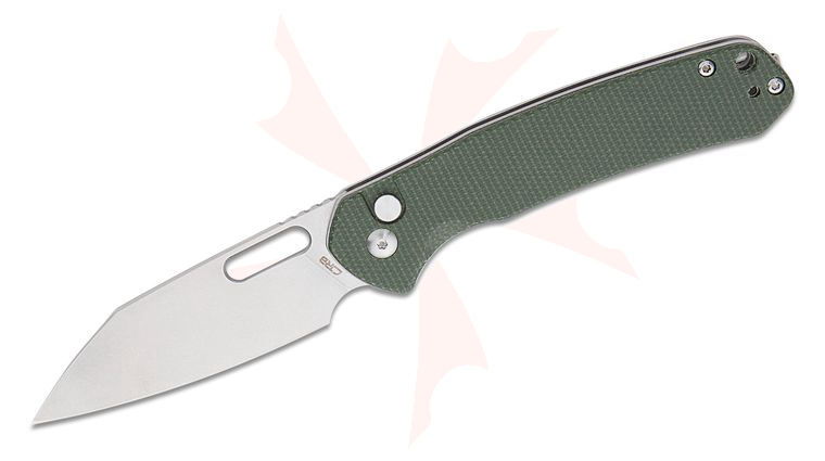CJRB Cutlery Pyrite-Alt Folding Knife 3.11 inch AR-RPM9 Stonewashed Wharncliffe Blade, Green Canvas Micarta Handles