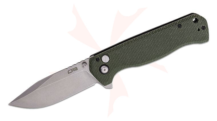 CJRB Cutlery Chord Flipper Knife 3.47 inch AR-RPM9 Stonewashed Clip Point Blade, Green Canvas Micarta Handles