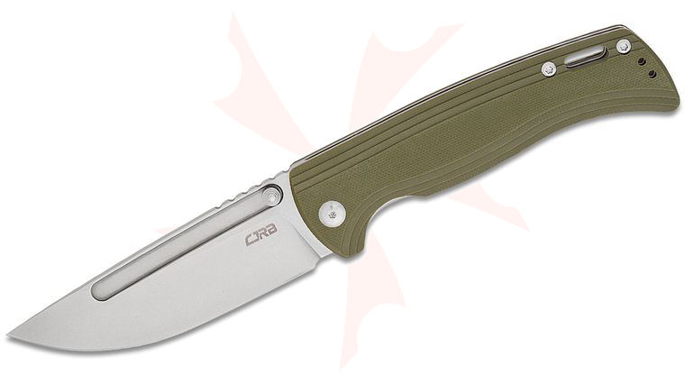 CJRB Cutlery Resource Folding Knife 4.18 inch AR-RPM9 Stonewashed Drop Point Blade, Green G10 Handles