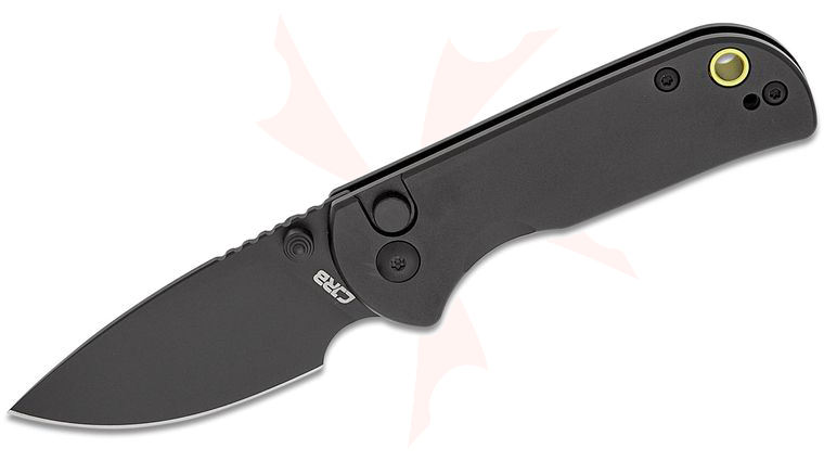 CJRB Cutlery Mica Folding Knife 2.36 inch AR-RPM9 Black PVD Drop Point Blade, Black Aluminum Handles