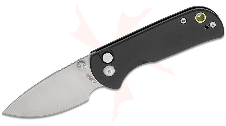 CJRB Cutlery Mica Folding Knife 2.36 inch AR-RPM9 Sand Polished Drop Point Blade, Black Aluminum Handles