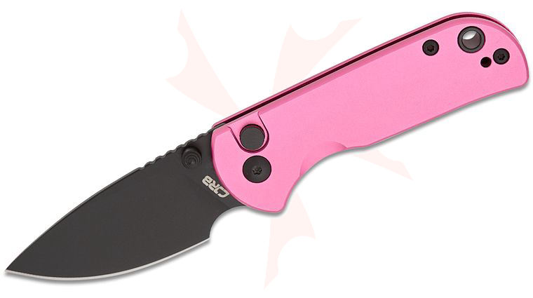 CJRB Cutlery Mica Folding Knife 2.36 inch AR-RPM9 Black PVD Drop Point Blade, Pink Aluminum Handles