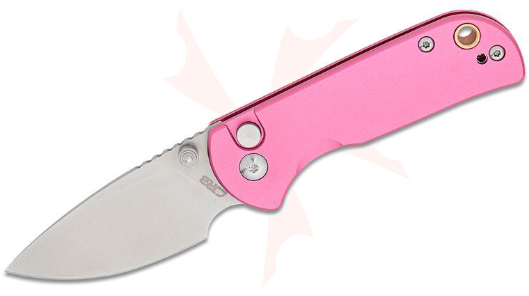 CJRB Cutlery Mica Folding Knife 2.36 inch AR-RPM9 Sand Polished Drop Point Blade, Pink Aluminum Handles