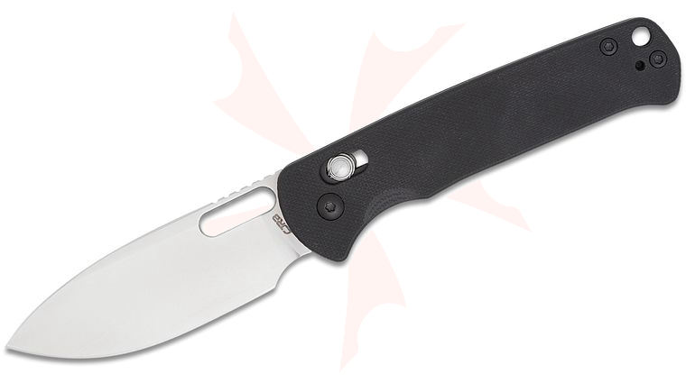 CJRB Cutlery Hectare Crossbar Lock Folding Knife 3.15 inch AR-RPM9 Sand Polished Drop Point Blade, Black G10 Handles