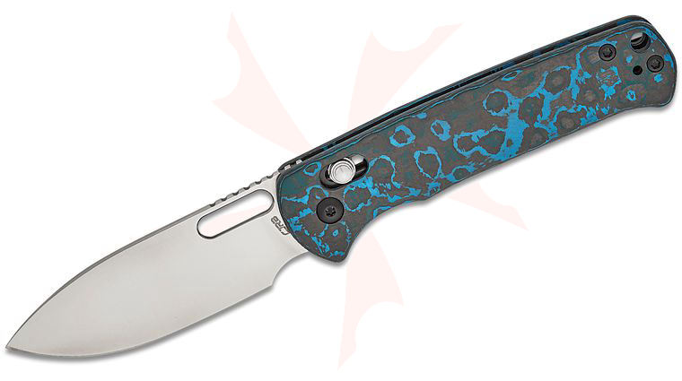 CJRB Cutlery Hectare Crossbar Lock Folding Knife 3.15 inch S90V Satin Drop Point Blade, Arctic Storm FatCarbon Handles - KnifeCenter Exclusive