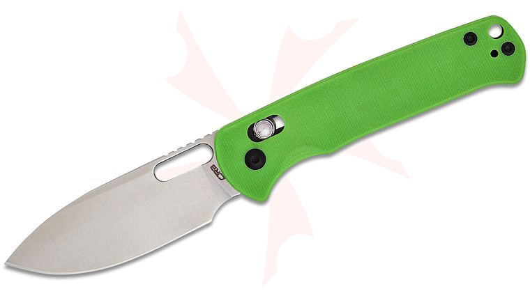 CJRB Cutlery Hectare Crossbar Lock Folding Knife 3.15 inch AR-RPM9 Sand Polished Drop Point Blade, Green G10 Handles