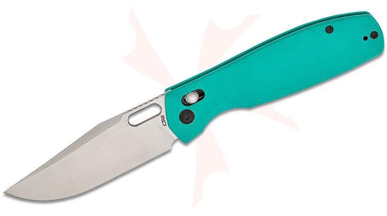 CJRB Cutlery Ray Laconico Prado Crossbar Lock Folding Knife 3.76 inch AR-RPM9 Sand Polished Clip Point Blade, Aqua Green G10 Handles