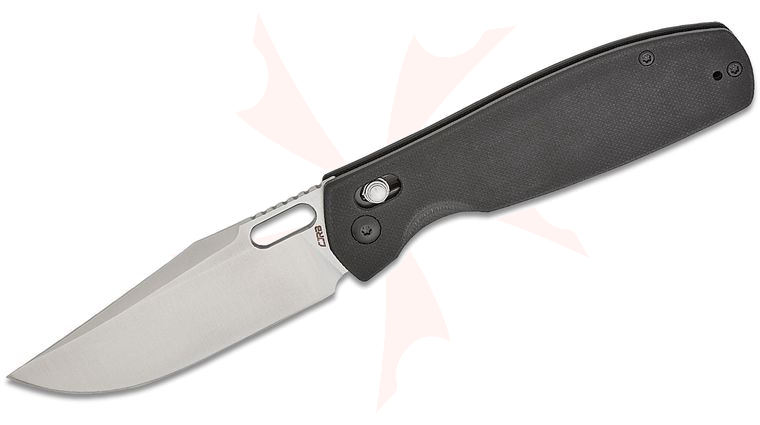CJRB Cutlery Ray Laconico Prado Crossbar Lock Folding Knife 3.76 inch AR-RPM9 Sand Polished Clip Point Blade, Black G10 Handles