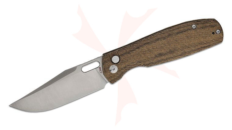 CJRB Cutlery Ray Laconico Prado Button Lock Folding Knife 3.76 inch AR-SFII Sand Polished Clip Point Blade, OD Green Micarta Handles