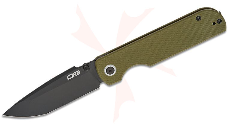 CJRB Cutlery Nova Folding Knife 3.45 inch AR-RPM9 Black PVD Tanto Blade, Green G10 Handles