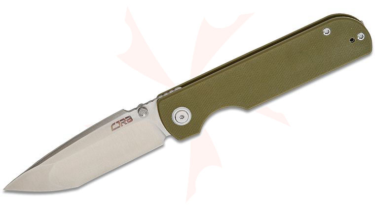CJRB Cutlery Nova Folding Knife 3.45 inch AR-RPM9 Sand Polished Tanto Blade, Green G10 Handles