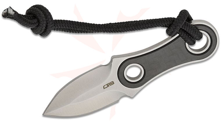 CJRB Cutlery Knap Fixed Blade Knife 1.18 inch AR-RPM9 Sand Polished Dagger Blade, Carbon Fiber Inlaid Handles, Leather Sheath