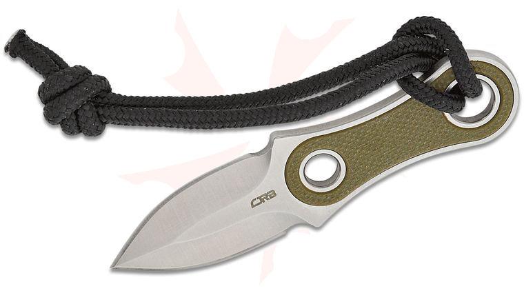 CJRB Cutlery Knap Fixed Blade Knife 1.18 inch AR-RPM9 Sand Polished Dagger Blade, Green G10 Inlaid Handles, Leather Sheath