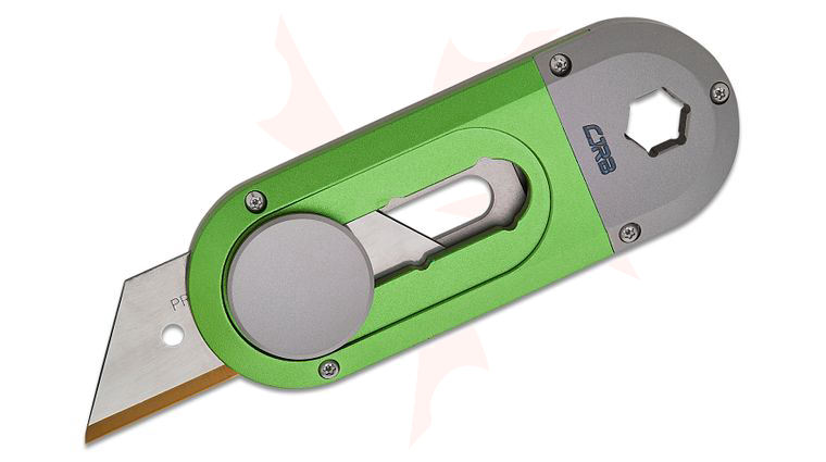 CJRB Cutlery Skytanium Breeze Slide Lock Razor Utility Knife Multi-Tool 3.1 inch Closed, Replaceable Carbon Steel Razor Blade, Bead Blast Titanium and Green Aluminum Handles, Hex Wrench