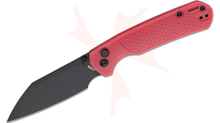 CJRB Cutlery Pyrite-Light Button Lock Folding Knife 3.34 inch AR-RPM9 Black PVD Wharncliffe Blade, Thermochromic Color Change Brown FRN Handles