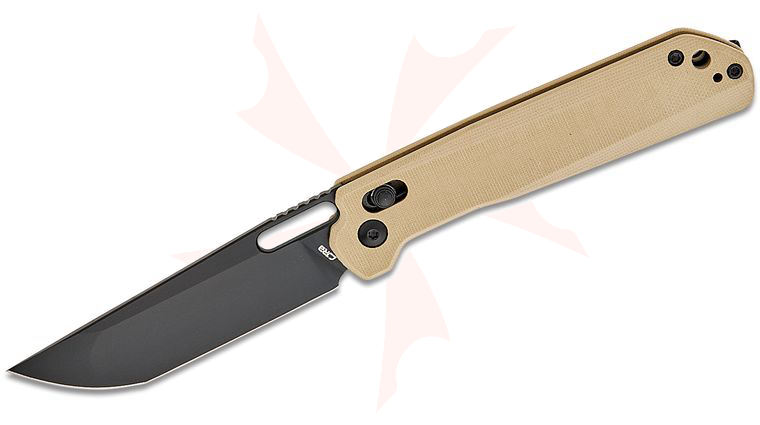 CJRB Cutlery Bellona Crossbar Lock Folding Knife 3.66 inch AR-RPM9 Black PVD Tanto Blade, Desert G10 Handles