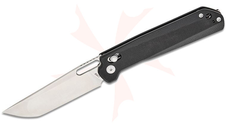 CJRB Cutlery Bellona Crossbar Lock Folding Knife 3.66 inch AR-RPM9 Sand Polished Tanto Blade, Black G10 Handles