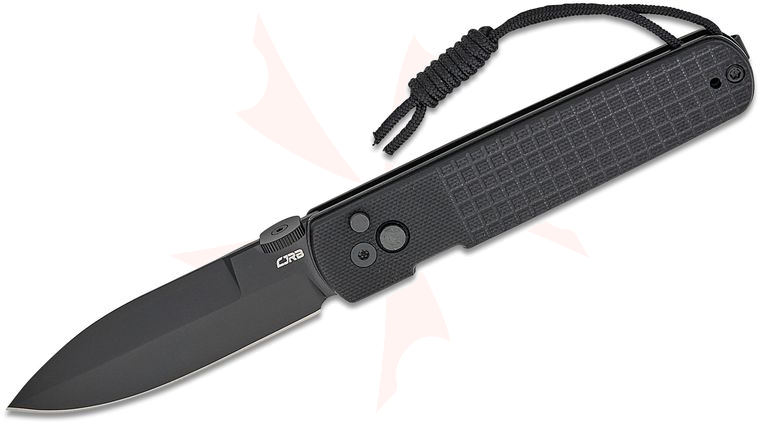 CJRB Cutlery Locust Button Lock Folding Knife 3.15 inch AR-RPM9 Black PVD Spear Point Blade, Black G10 Handles