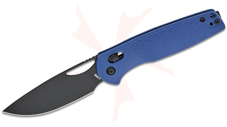 CJRB Cutlery Acacia Crossbar Lock Folding Knife 3.21 inch AR-RPM9 Black PVD Drop Point Blade, Blue FRN Handles