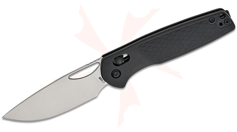 CJRB Cutlery Acacia Crossbar Lock Folding Knife 3.21 inch AR-RPM9 Stonewashed Drop Point Blade, Black FRN Handles