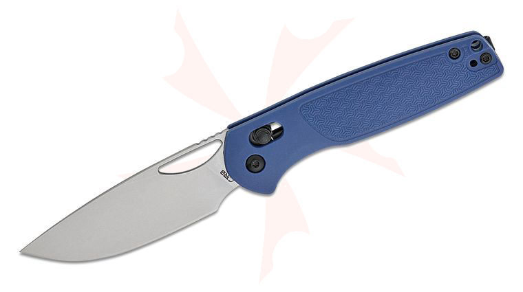 CJRB Cutlery Acacia Crossbar Lock Folding Knife 3.21 inch AR-RPM9 Stonewashed Drop Point Blade, Blue FRN Handles