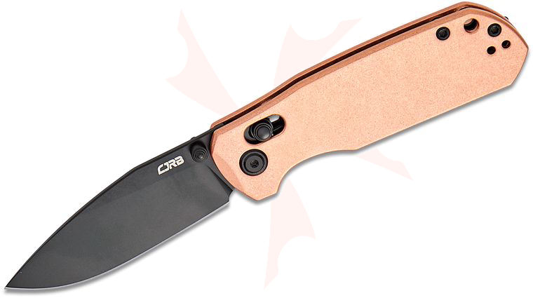 CJRB Cutlery DCA Maximal Crossbar Lock Folding Knife 2.95 inch AR-RPM9 Black Drop Point Blade, Copper Handles, Reversible Clip