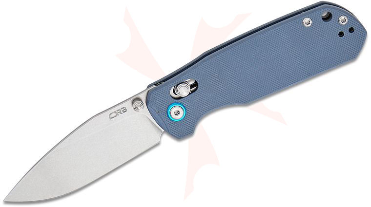 CJRB Cutlery DCA Maximal Crossbar Lock Folding Knife 2.95 inch AR-SFII Stonewashed Drop Point Blade, Gray G10 Handles, Reversible Clip