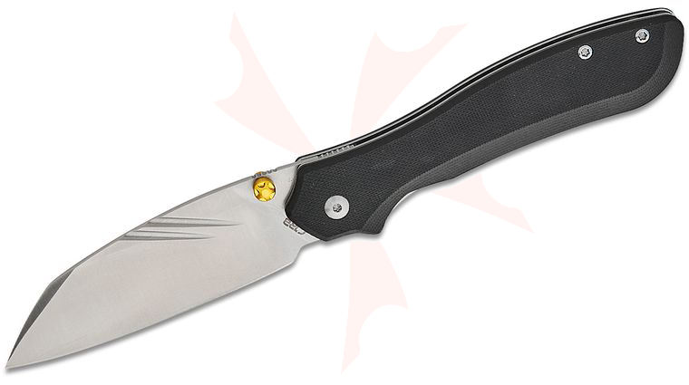 CJRB Cutlery Fugly Front Flipper Knife 3.54 inch AR-RPM9 Sand Polished Sheepsfoot Blade, Black G10 Handles