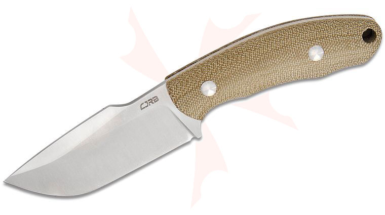 CJRB Cutlery Johnathan Shaw Mutt Fixed Blade Knife 3.18 inch AR-RPM9 Sand Polished Harpoon Drop Point Blade, OD Green Canvas Micarta Handles, Kydex Sheath