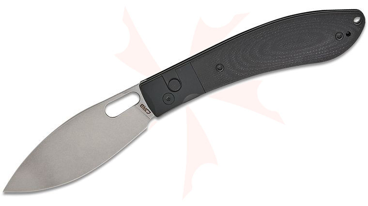 CJRB Cutlery Sasaya Button Lock Folding Knife 3.5 inch AR-RPM9 Stonewashed Drop Point Blade, Black G10 Handles with Black Steel Bolsters